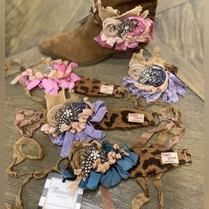NEW Boot Accessories Brooch Roses Bows Leopard Print Burlap Ribbons Western Chic